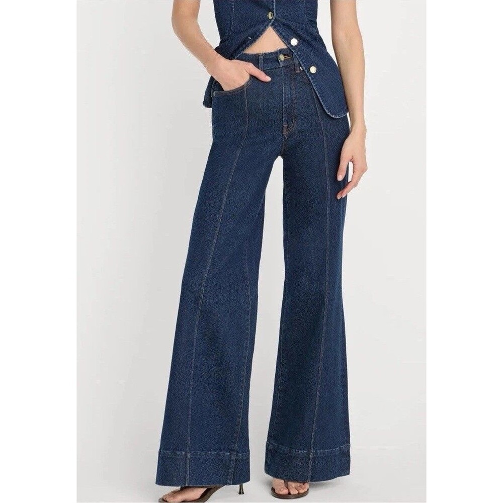 Good American Good Waist Palazzo Wide Leg Jeans Women 8 Indigo1169